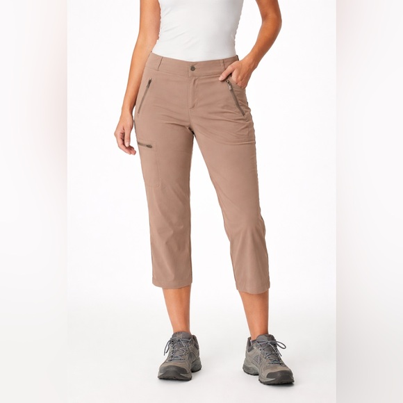 Columbia Pants - Columbia Taupe Stretch Cropped Hiking Pants Women’s Zip Pockets | 2/34